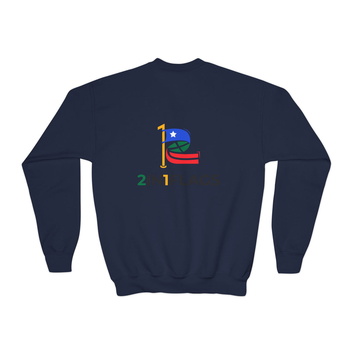 Custom 2in1 Flag Youth Crewneck Sweatshirt with custom dual flag design