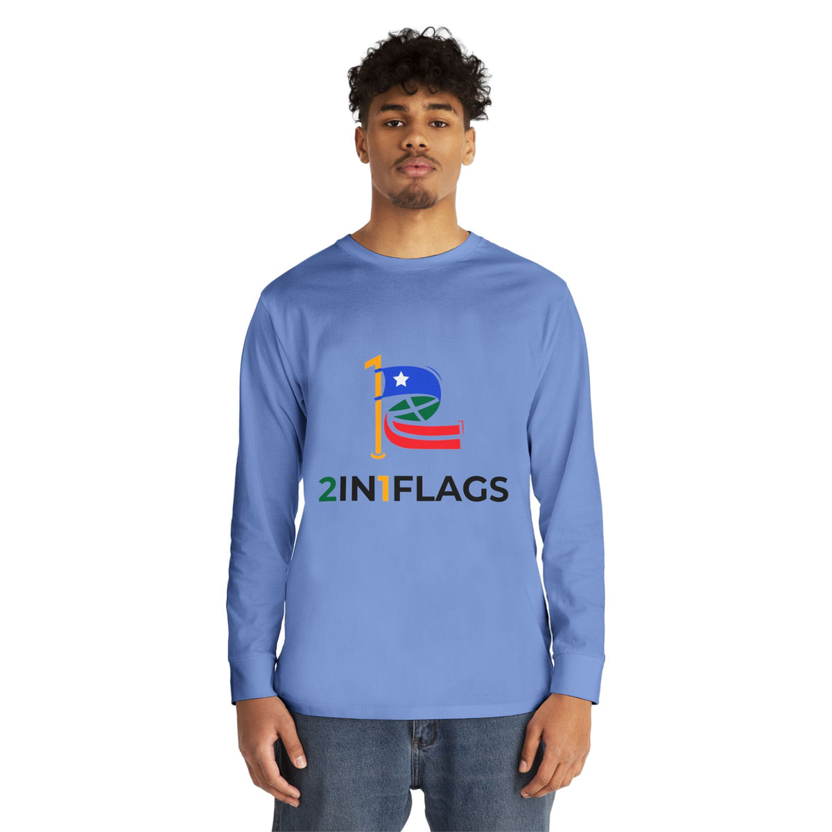 Custom 2in1 Flag Long Sleeve Tee with custom dual flag design