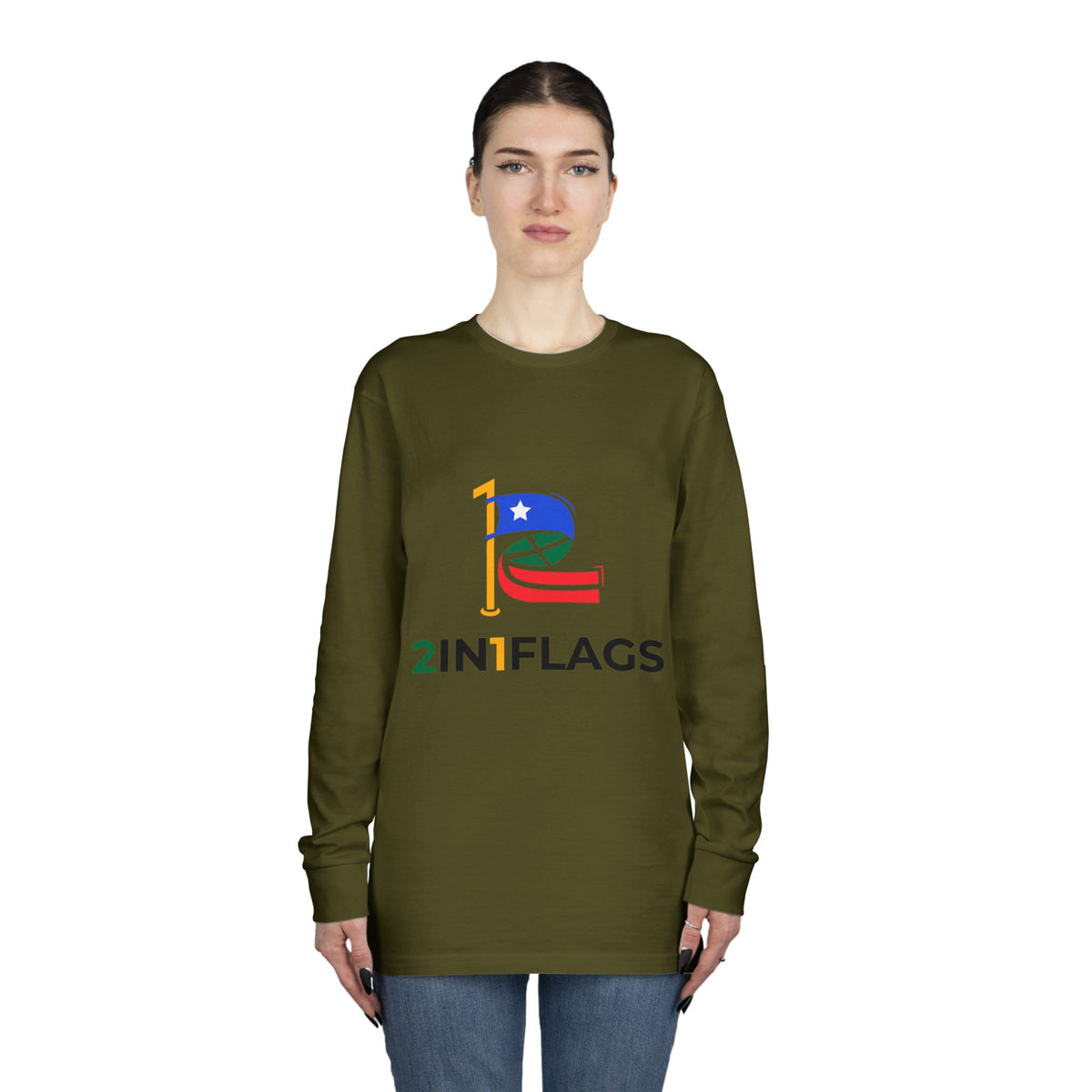 Custom 2in1 Flag Long Sleeve Tee with custom dual flag design