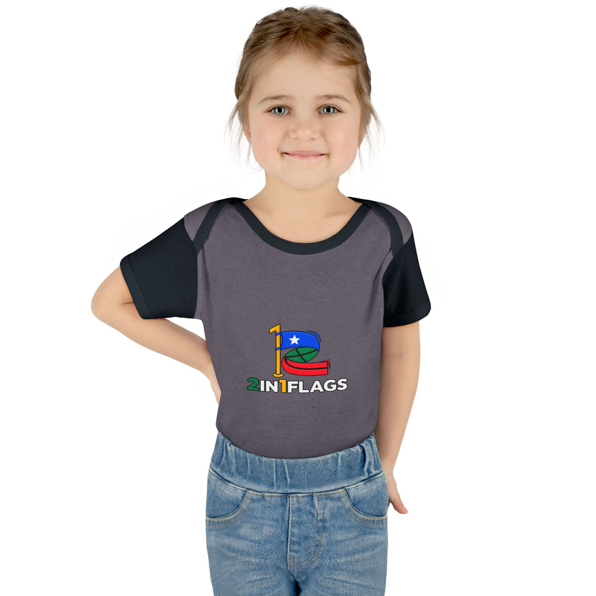 Custom 2in1 Flag Baby Bodysuit with custom dual flag design