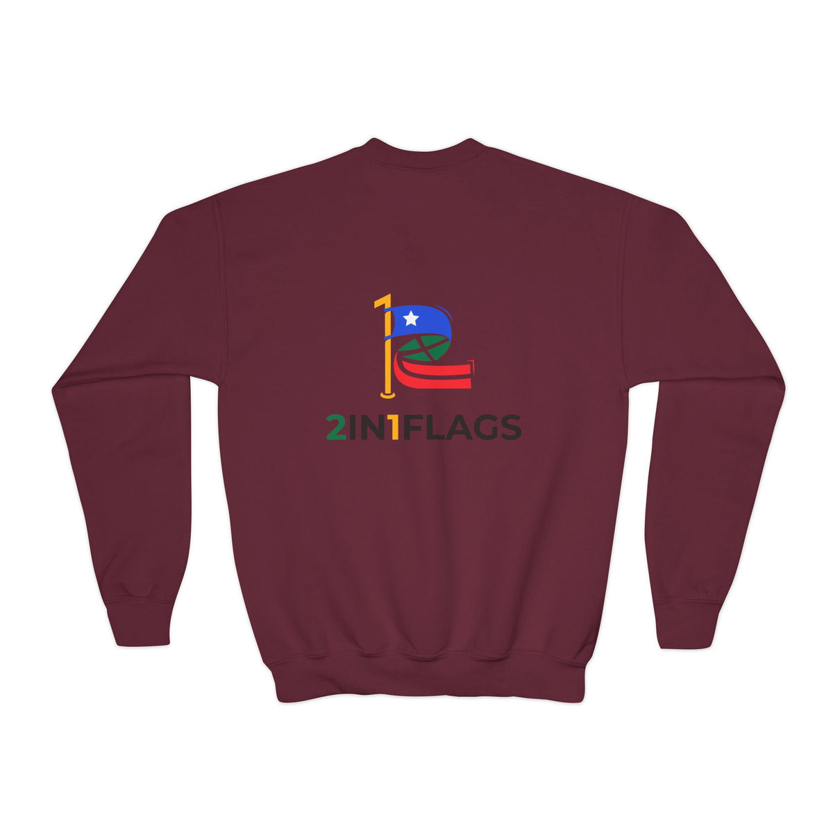 Custom 2in1 Flag Youth Crewneck Sweatshirt with custom dual flag design
