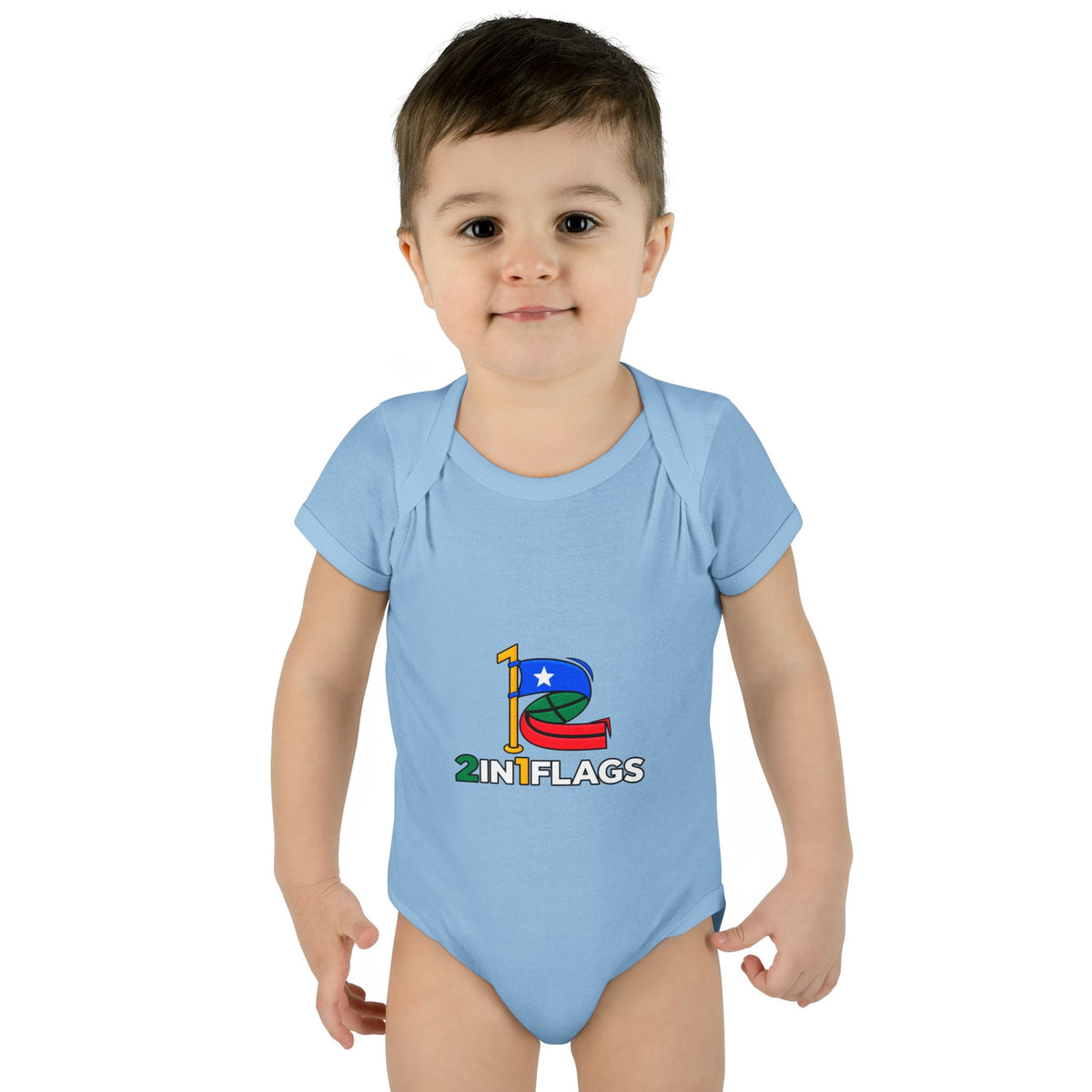 Custom 2in1 Flag Baby Bodysuit with custom dual flag design