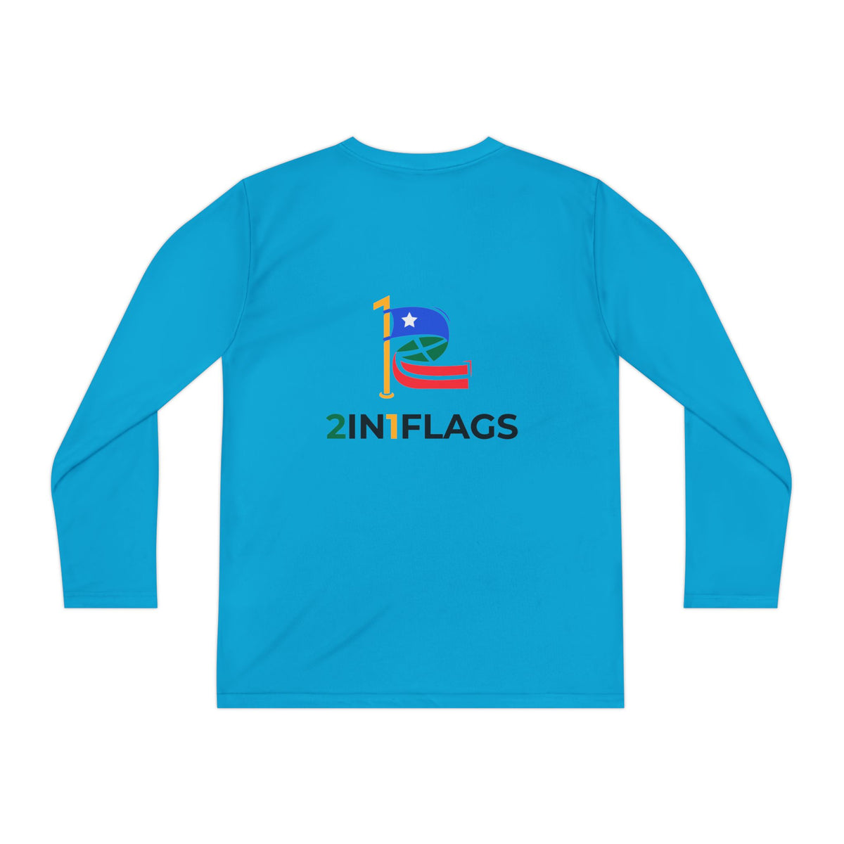 Custom 2in1 Flag Youth Long Sleeve Tee with custom dual flag design