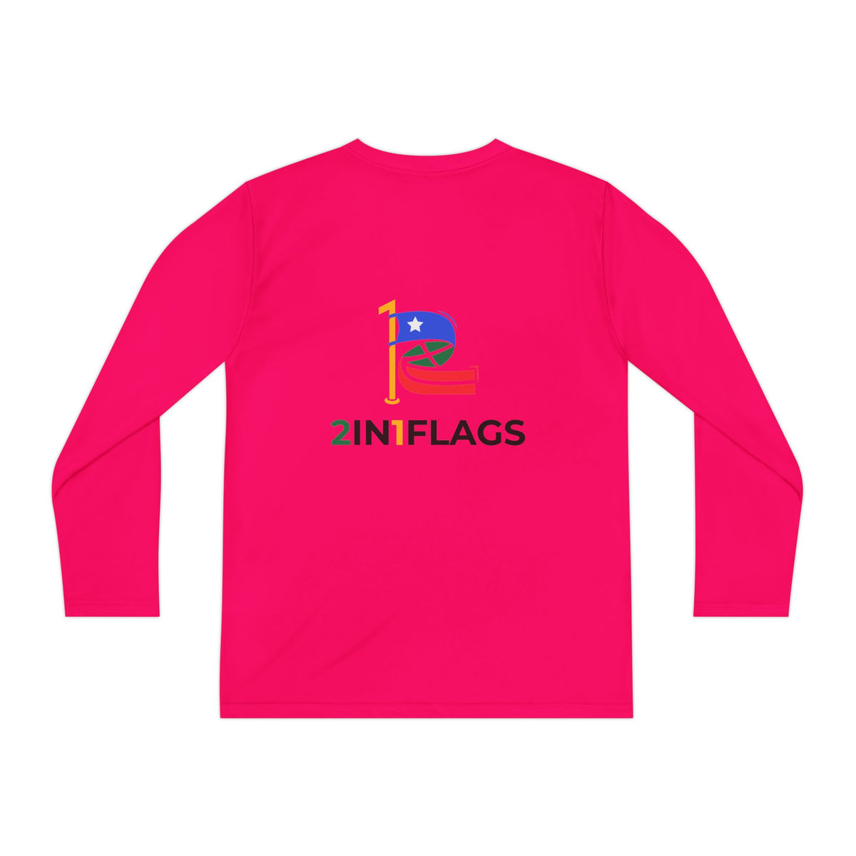 Custom 2in1 Flag Youth Long Sleeve Tee with custom dual flag design