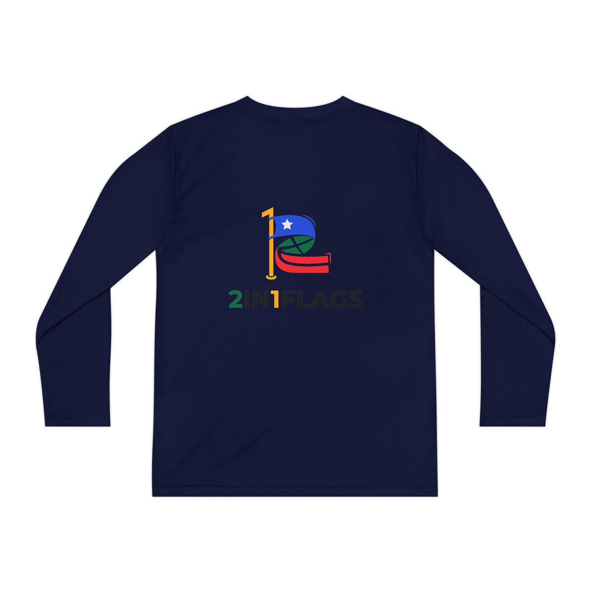 Custom 2in1 Flag Youth Long Sleeve Tee with custom dual flag design